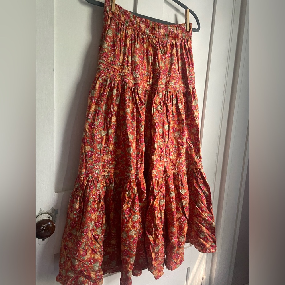 Orange Laura Ashley maxi skirt, medium